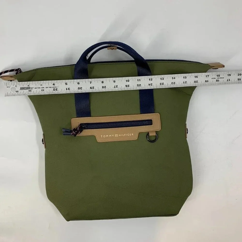 Tommy Hilfiger Canvas Green Book Bag‎ Backpack With Handles